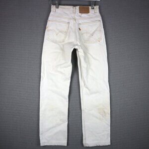 Levis Straight Cut Womens Vintage Orange Tab 1980s Distressed heavy Stained 25W